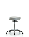 Vinyl Stool without Back Chrome - Medium Bench Height with Casters in Dove Trailblazer Vinyl VMBSO-CR-NF-CC-8567