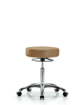 Vinyl Stool without Back Chrome - Medium Bench Height with Casters in Taupe Trailblazer Vinyl VMBSO-CR-NF-CC-8584