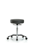 Vinyl Stool without Back Chrome - Medium Bench Height with Casters in Charcoal Trailblazer Vinyl VMBSO-CR-NF-CC-8605
