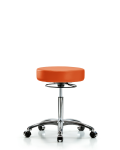 Vinyl Stool without Back Chrome - Medium Bench Height with Casters in Orange Kist Trailblazer Vinyl VMBSO-CR-NF-CC-8613