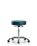 Vinyl Stool without Back Chrome - Medium Bench Height with Casters in Marine Blue Supernova Vinyl VMBSO-CR-NF-CC-8801