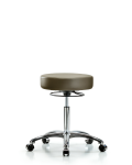 Vinyl Stool without Back Chrome - Medium Bench Height with Casters in Taupe Supernova Vinyl VMBSO-CR-NF-CC-8809