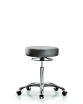 Vinyl Stool without Back Chrome - Medium Bench Height with Casters in Sterling Supernova Vinyl VMBSO-CR-NF-CC-8840