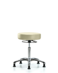 Vinyl Stool without Back Chrome - Medium Bench Height with Stationary Glides in Adobe White Trailblazer Vinyl VMBSO-CR-NF-RG-8501