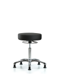 Vinyl Stool without Back Chrome - Medium Bench Height with Stationary Glides in Black Trailblazer Vinyl VMBSO-CR-NF-RG-8540