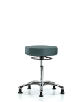 Vinyl Stool without Back Chrome - Medium Bench Height with Stationary Glides in Colonial Blue Trailblazer Vinyl VMBSO-CR-NF-RG-8546