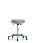 Vinyl Stool without Back Chrome - Medium Bench Height with Stationary Glides in Dove Trailblazer Vinyl VMBSO-CR-NF-RG-8567