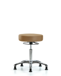 Vinyl Stool without Back Chrome - Medium Bench Height with Stationary Glides in Taupe Trailblazer Vinyl VMBSO-CR-NF-RG-8584
