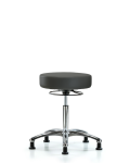 Vinyl Stool without Back Chrome - Medium Bench Height with Stationary Glides in Charcoal Trailblazer Vinyl VMBSO-CR-NF-RG-8605