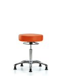 Vinyl Stool without Back Chrome - Medium Bench Height with Stationary Glides in Orange Kist Trailblazer Vinyl VMBSO-CR-NF-RG-8613