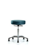 Vinyl Stool without Back Chrome - Medium Bench Height with Stationary Glides in Marine Blue Supernova Vinyl VMBSO-CR-NF-RG-8801