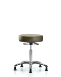 Vinyl Stool without Back Chrome - Medium Bench Height with Stationary Glides in Taupe Supernova Vinyl VMBSO-CR-NF-RG-8809