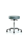 Vinyl Stool without Back Chrome - Medium Bench Height with Stationary Glides in Storm Supernova Vinyl VMBSO-CR-NF-RG-8822