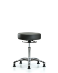 Vinyl Stool without Back Chrome - Medium Bench Height with Stationary Glides in Carbon Supernova Vinyl VMBSO-CR-NF-RG-8823