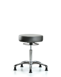 Vinyl Stool without Back Chrome - Medium Bench Height with Stationary Glides in Sterling Supernova Vinyl VMBSO-CR-NF-RG-8840