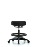 Vinyl Stool without Back - Medium Bench Height with Black Foot Ring & Casters in Black Trailblazer Vinyl VMBSO-RG-BF-RC-8540