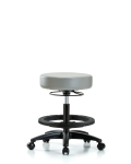 Vinyl Stool without Back - Medium Bench Height with Black Foot Ring & Casters in Dove Trailblazer Vinyl VMBSO-RG-BF-RC-8567