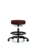 Vinyl Stool without Back - Medium Bench Height with Black Foot Ring & Casters in Burgundy Trailblazer Vinyl VMBSO-RG-BF-RC-8569