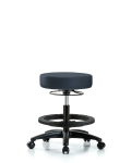 Vinyl Stool without Back - Medium Bench Height with Black Foot Ring & Casters in Imperial Blue Trailblazer Vinyl VMBSO-RG-BF-RC-8582