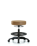 Vinyl Stool without Back - Medium Bench Height with Black Foot Ring & Casters in Taupe Trailblazer Vinyl VMBSO-RG-BF-RC-8584