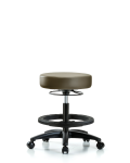 Vinyl Stool without Back - Medium Bench Height with Black Foot Ring & Casters in Taupe Supernova Vinyl VMBSO-RG-BF-RC-8809