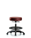 Vinyl Stool without Back - Medium Bench Height with Black Foot Ring & Casters in Taupe Supernova Vinyl VMBSO-RG-BF-RC-8815