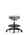Vinyl Stool without Back - Medium Bench Height with Black Foot Ring & Casters in Storm Supernova Vinyl VMBSO-RG-BF-RC-8822