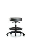 Vinyl Stool without Back - Medium Bench Height with Black Foot Ring & Casters in Sterling Supernova Vinyl VMBSO-RG-BF-RC-8840
