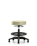 Vinyl Stool without Back - Medium Bench Height with Black Foot Ring & Stationary Glides in Adobe White Trailblazer Vinyl VMBSO-RG-BF-RG-8501
