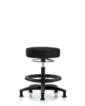 Vinyl Stool without Back - Medium Bench Height with Black Foot Ring & Stationary Glides in Black Trailblazer Vinyl VMBSO-RG-BF-RG-8540