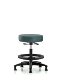 Vinyl Stool without Back - Medium Bench Height with Black Foot Ring & Stationary Glides in Colonial Blue Trailblazer Vinyl VMBSO-RG-BF-RG-8546