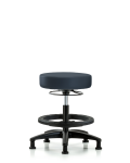 Vinyl Stool without Back - Medium Bench Height with Black Foot Ring & Stationary Glides in Imperial Blue Trailblazer Vinyl VMBSO-RG-BF-RG-8582