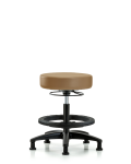 Vinyl Stool without Back - Medium Bench Height with Black Foot Ring & Stationary Glides in Taupe Trailblazer Vinyl VMBSO-RG-BF-RG-8584