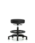 Vinyl Stool without Back - Medium Bench Height with Black Foot Ring & Stationary Glides in Charcoal Trailblazer Vinyl VMBSO-RG-BF-RG-8605