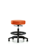 Vinyl Stool without Back - Medium Bench Height with Black Foot Ring & Stationary Glides in Orange Kist Trailblazer Vinyl VMBSO-RG-BF-RG-8613