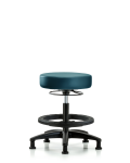 Vinyl Stool without Back - Medium Bench Height with Black Foot Ring & Stationary Glides in Marine Blue Supernova Vinyl VMBSO-RG-BF-RG-8801
