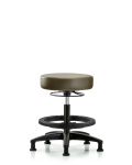 Vinyl Stool without Back - Medium Bench Height with Black Foot Ring & Stationary Glides in Taupe Supernova Vinyl VMBSO-RG-BF-RG-8809