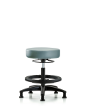 Vinyl Stool without Back - Medium Bench Height with Black Foot Ring & Stationary Glides in Storm Supernova Vinyl VMBSO-RG-BF-RG-8822
