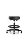 Vinyl Stool without Back - Medium Bench Height with Black Foot Ring & Stationary Glides in Carbon Supernova Vinyl VMBSO-RG-BF-RG-8823