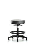 Vinyl Stool without Back - Medium Bench Height with Black Foot Ring & Stationary Glides in Sterling Supernova Vinyl VMBSO-RG-BF-RG-8840