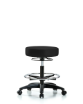Vinyl Stool without Back - Medium Bench Height with Chrome Foot Ring & Casters in Black Trailblazer Vinyl VMBSO-RG-CF-RC-8540
