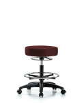 Vinyl Stool without Back - Medium Bench Height with Chrome Foot Ring & Casters in Burgundy Trailblazer Vinyl VMBSO-RG-CF-RC-8569