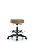 Vinyl Stool without Back - Medium Bench Height with Chrome Foot Ring & Casters in Taupe Trailblazer Vinyl VMBSO-RG-CF-RC-8584