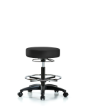 Vinyl Stool without Back - Medium Bench Height with Chrome Foot Ring & Casters in Charcoal Trailblazer Vinyl VMBSO-RG-CF-RC-8605