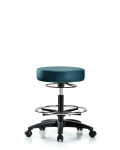 Vinyl Stool without Back - Medium Bench Height with Chrome Foot Ring & Casters in Marine Blue Supernova Vinyl VMBSO-RG-CF-RC-8801