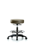 Vinyl Stool without Back - Medium Bench Height with Chrome Foot Ring & Casters in Taupe Supernova Vinyl VMBSO-RG-CF-RC-8809