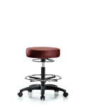 Vinyl Stool without Back - Medium Bench Height with Chrome Foot Ring & Casters in Taupe Supernova Vinyl VMBSO-RG-CF-RC-8815