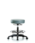 Vinyl Stool without Back - Medium Bench Height with Chrome Foot Ring & Casters in Storm Supernova Vinyl VMBSO-RG-CF-RC-8822