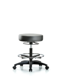 Vinyl Stool without Back - Medium Bench Height with Chrome Foot Ring & Casters in Sterling Supernova Vinyl VMBSO-RG-CF-RC-8840