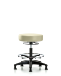 Vinyl Stool without Back - Medium Bench Height with Chrome Foot Ring & Stationary Glides in Adobe White Trailblazer Vinyl VMBSO-RG-CF-RG-8501